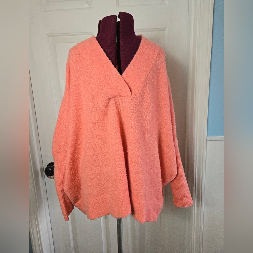Anthropologie Super Soft Small Batwing Oversized Knit Sweater Salmon Pink